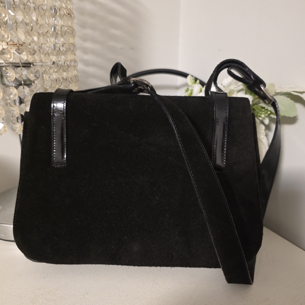 Saks Fifth Avenue Black Suede Shoulder Bag